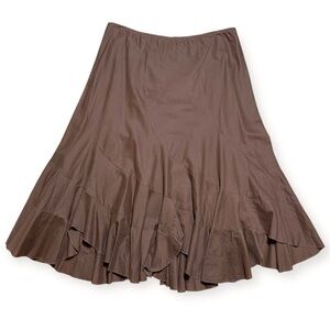 Allison Taylor Tiered 100% Cotton Flounce Chocolate Brown Skirt In Sz Large